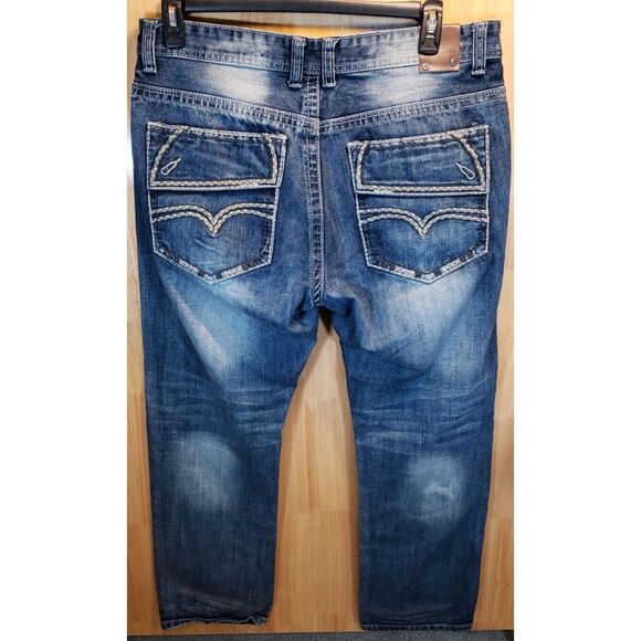 GS115 Gramercy SF Mens Jeans 36x31 Light Wash Gray Silver Y2K Distressed Style - Picture 9 of 16